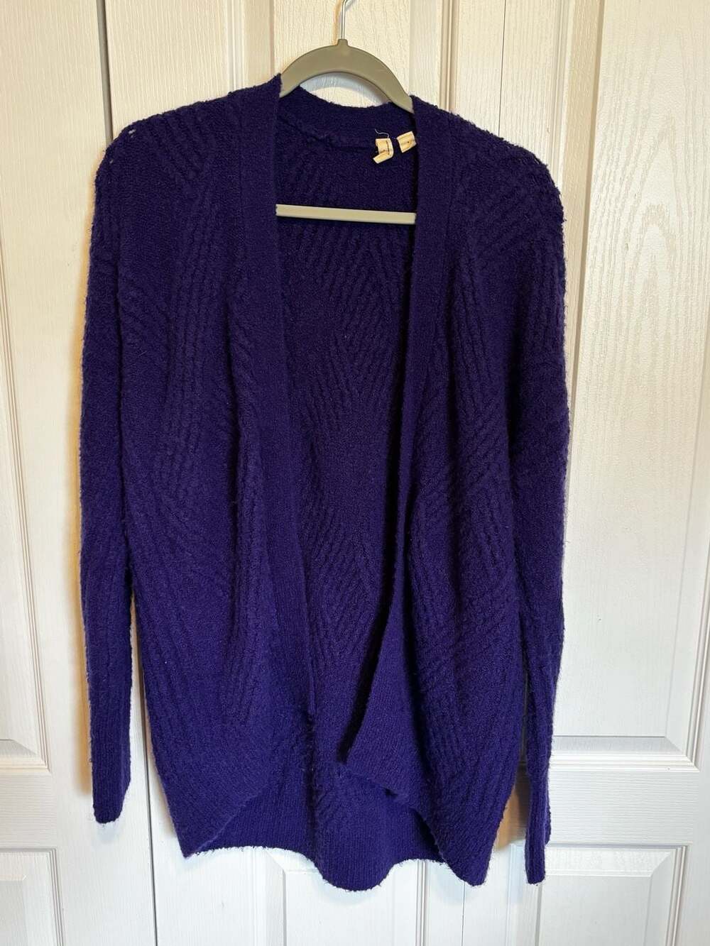Moth by Anthropologie Purple Textured Open Front Cardigan Size S